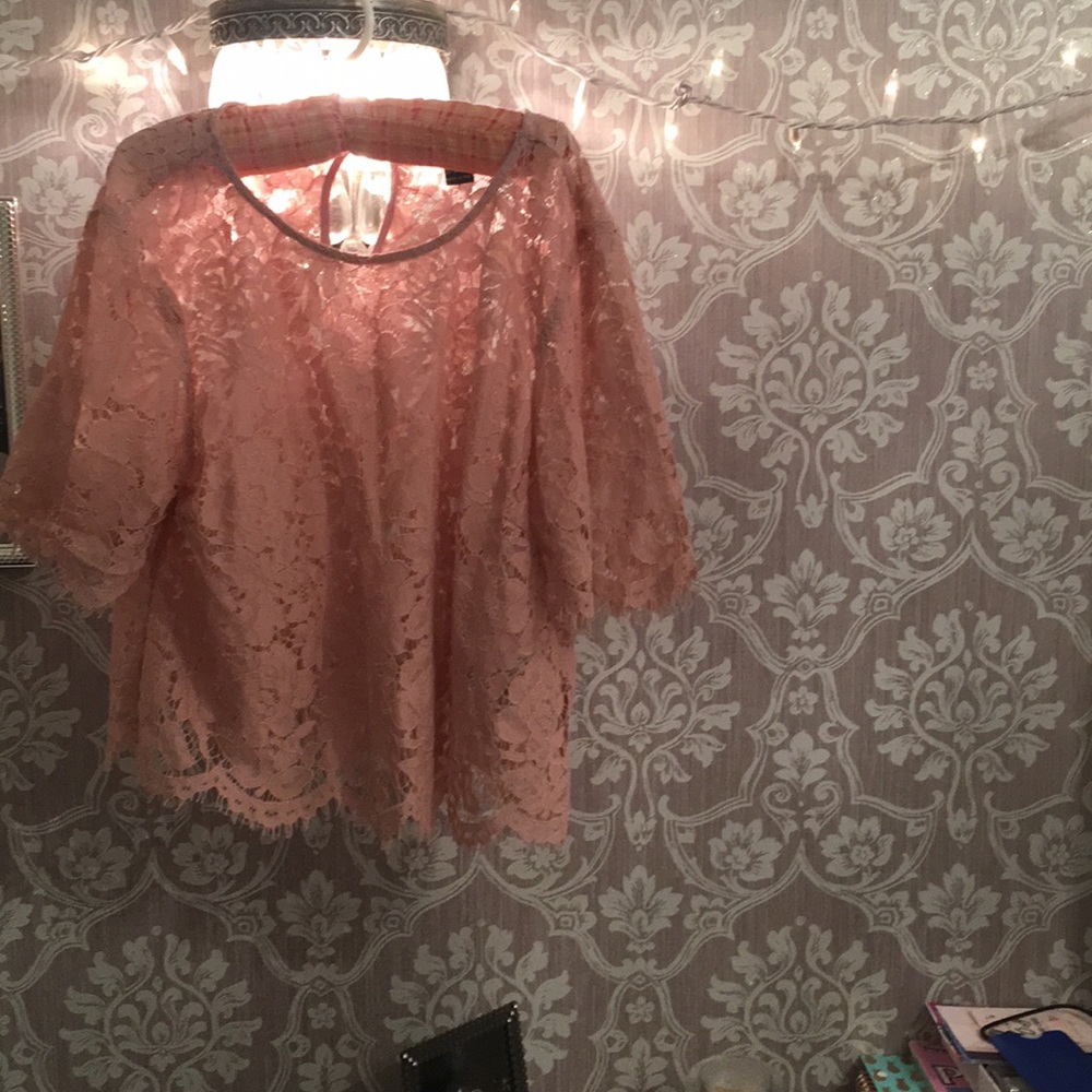 Pink lace crop top